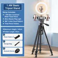 Multi-telefoon statiefhouder voor 3 apparaten, 360° °   3-weg dempende kop van aluminiumlegering livestream-statief voor mobiele telefoon