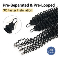 Ekstensi Rambut Manusia Rusia Model Feather Crochet Pre Looped Body Wave 12A Virgin Invisible String Miracle Knots Pre-Separated