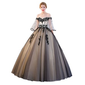 Off The Shoulder Chiffon Ball Gown Empire Waistline Vintage Evening Dress For Women Adult Size With 3D Floral Embroidery - Product Image 4