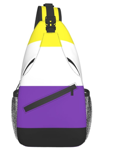 Custom <strong>Non</strong> <strong>Binary</strong> Pride Flag Outdoor Crossbody Shoulder Bag for Unisex Young Adult Hiking Sling Backpack - Product Image 4