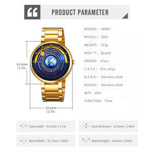 <span class=keywords><strong>Montre</strong></span> à quartz SKMEI 2361 pour homme, boîtier en alliage de zinc, bracelet en acier inoxydable, verre, résistante à l'eau 3 BAR, 12 signes du zodiaque - Product Image 5