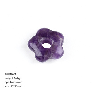 Atacado: Contas de Cristal Polido de 15mm com Flores Esculpidas de Pedra Preciosa Natural e Cinco Pétalas com Furo para Joias DIY - Product Image 6