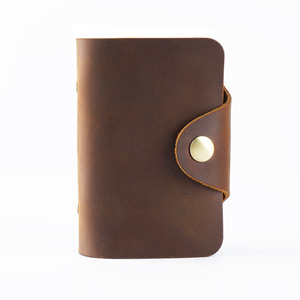 WRIZA Button Thin <b>Wallet</b> Retro Genuine Leather Coin Purse Short Business <b>Card</b> Holder Cover Closure Multifunction for <b>Men</b> - Product Image 1