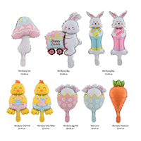 Mini ballons en aluminium mats de Pâques, lapin, lapin en forme d'œuf, poussin, champignon, carotte, ballons en Mylar, décoration de fête de Pâques en gros