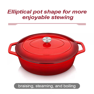 Cocotte ovale émaillée avec couvercle, cocotte à double poignée pour la cuisson du pain, ustensile de cuisson antiadhésif émaillé - Product Image 4