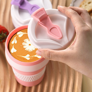 Portable Silicone Collapsible <b>Cup</b> 350Ml Flip Lid Travel Outdoor Use Food Grade Dishwasher Safe - Product Image 2