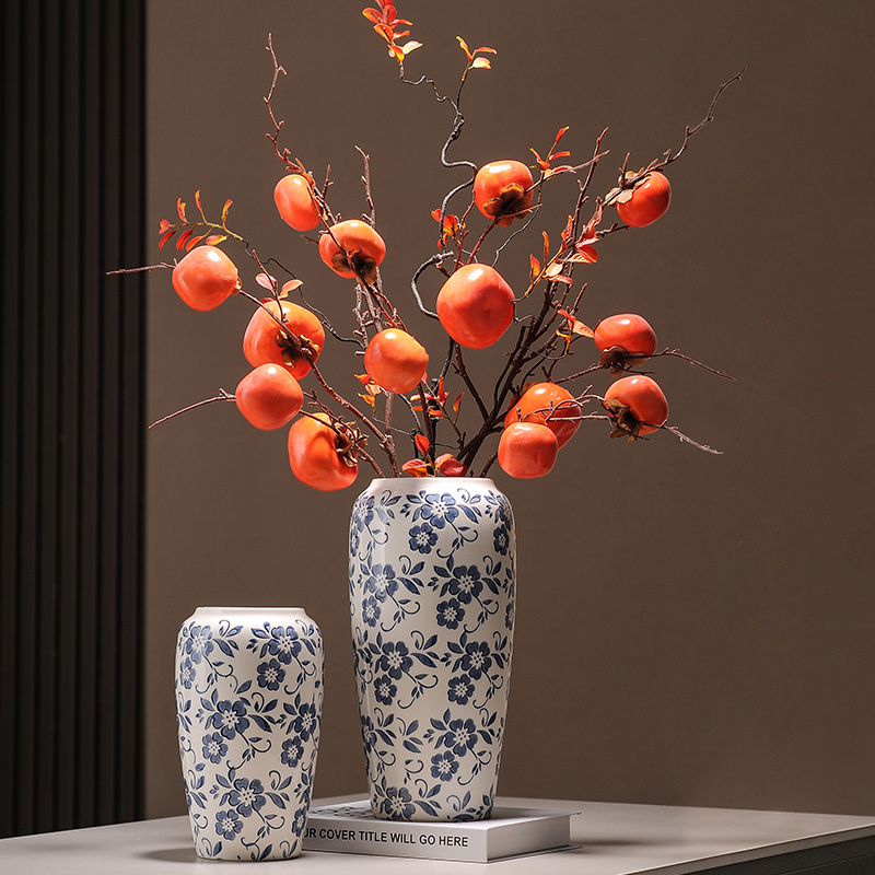 GlamPaw Blue White Floral Porcelain Vase
