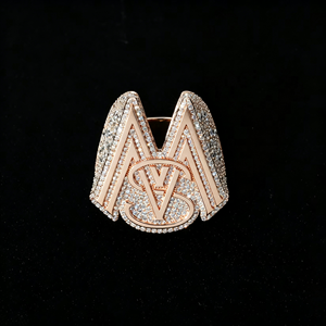 Custom Moissanite Initial Letter Iced Out <b>Ring</b> Pass Diamond Tester 925 Silver Round Brilliant Cut Wedding <b>Ring</b> Men Jewelry - Product Image 1