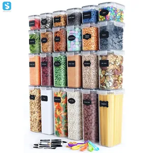 Kitchen Pantry Cereal Sealed Cans Transparenter Kunststoff 24er Pack Großer luftdichter Vorrats behälter für Zucker mehl Trocken futter