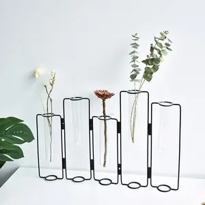 Hinged Flower Vase, Hydroponic Test Tube Vase, Flower Arranging Container,  Plant Display Holder Set, Table Centerpieces Vase With Brush And S Hooks
