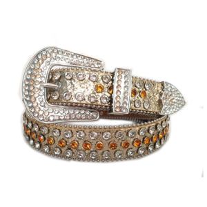 Sabuk kulit Jeans wanita, tren baru Bling berlian imitasi putih kuning bertatahkan Sabuk Kulit Untuk jins - Product Image 2