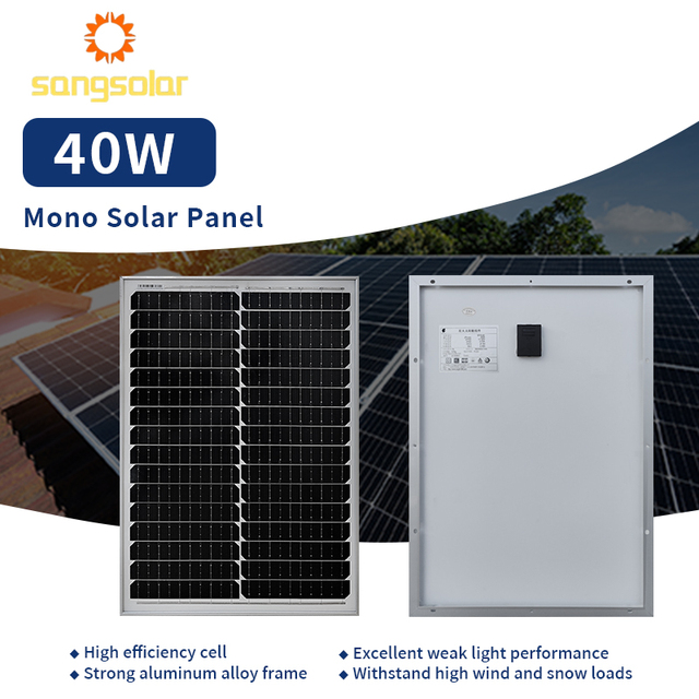 40W Monocrystalline Solar Panel Durable Anodized Aluminum Alloy Frame Tempered Glass 182mm for Permanent Outdoor Installations