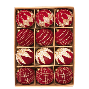 Christmas <b>Tree</b> Ceiling Hanging Flocking Ball Ornaments 6/8/10CM - Product Image 5