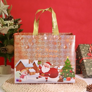 Bolsa de Regalo Reutilizable de Tela No Tejida con Brillo Navideño, Asa de Hombro, Colores y Diseños Personalizables para Compras - Product Image 6