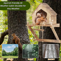 Mangeoire pour écureuils en bois pour l'extérieur avec échelle murale et fixation sur arbre, boîte de nidification extérieure résistante aux intempéries pour écureuils