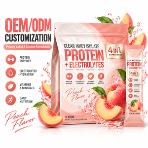WELLBODY Proteína de Suero de Leche Aislada Transparente + Electrolitos en Polvo Sabor Durazno OEM/ODM 4 en 1 Proteína Hidratación Vitaminas Minerales - Product Image 1