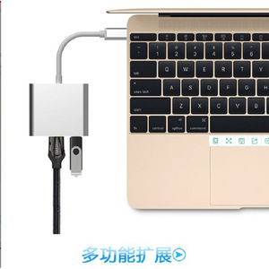 Type <b>C</b> To <b>Usb</b> Hmdi <b>Adapter</b> 3 In 1 For Laptop Aluminum Alloy <b>Plug</b> In Connector - Product Image 4
