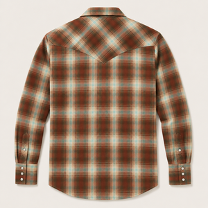 Western Plaid Shirt unisex Button <b>Down</b> Long Sleeve Casual Flannel Top Regular Fit All Seasons Vintage Style - Product Image 3