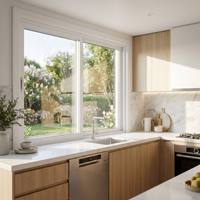 Ventana Corredera Horizontal de Aluminio que Ahorra Espacio, para Balcón de Edificios Altos, Cocina, Patio, Vidrio Templado Aislante, Tamaño Personalizado Moderno