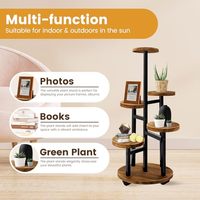 Supports de plantes hautes en bois et métal de style antique Support d'étagère à fleurs à plusieurs niveaux pour le salon et la chambre à coucher.