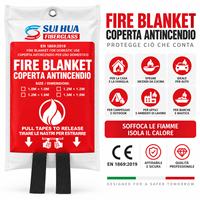 Couverture anti-feu en fibre de verre, emballage individuel, EN 1869:2019 CE AS/NZS 3504, pour le marché italien, pochette personnalisée, OEM, vente en gros