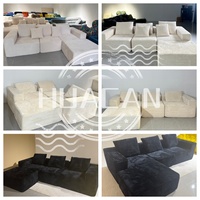 Canapé modulaire sectionnel en tissu velours côtelé, assise profonde et confortable, garnissage en éponge moelleuse, canapé-lit moderne en forme de L, noir, sans assemblage
