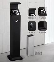 Cendrier Colonne Classique Extérieur sur Pied en Acier Inoxydable Grande Capacité pour Cendres de Cigarettes, Idéal Hôtels et Restaurants