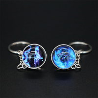 Porte-clés personnalisé avec logo lumineux, signes du zodiaque, image double face, cabochon en verre, bijoux