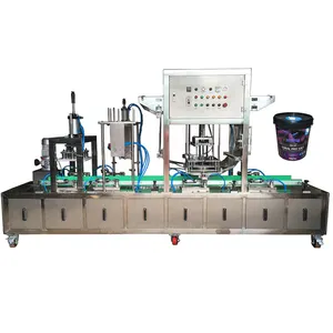 Automatische Emmer Afdichting Capping Machine Lineaire Red Sea Coral Zout Emmer Saus Bean Saus Vat Film Druk Deksel Warmte Sealer