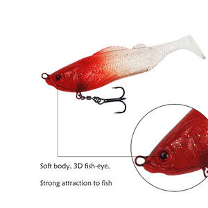 Señuelo artificial con forma de pez de cola en T, 13 cm, 25 g, para pesca de lubina en agua dulce, con anzuelo triple, cabeza de plomo y silicona. - Product Image 2
