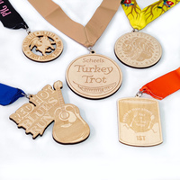Médaille de Marathon Personnalisée en Bois Transparent Gravée à la Main, Durable, pour Fabricants et Grossistes