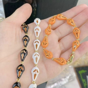 Conjuntos de collar de pulsera de cadena de eslabones de encanto de Halloween Esmalte chapado en oro de 18K con máscara de fantasma de grito Goblin para bodas - Product Image 1
