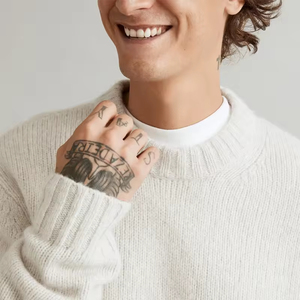 <span class=keywords><strong>Pull</strong></span> en laine mérinos et <span class=keywords><strong>alpaga</strong></span> tricoté surdimensionné à col rond, chaud et doux, personnalisé avec logo OEM/ODM, 12gg, pour hommes, vente en gros - Product Image 5