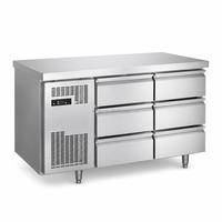 Kulkas Komersial Stainless Steel untuk Dapur Luar Ruangan 4 Laci, Freezer Tegak di Bawah Meja Kerja