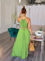 O6121 - Robes d'été tendance pour femmes 2026 - Robe longue maxi unie sans manches, dos nu et ajourée - Idéale pour les vacances