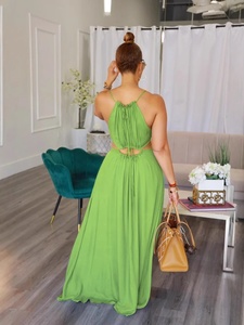O6121 - Abiti Estivi Trendy da Donna 2026 Senza Maniche Scavati con Schiena Scoperta Tinta Unita Vestito Lungo Maxi per Vacanze - Product Image 5