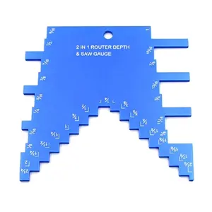 Lightweight Depth Gauge Aluminum 2 in 1 Step Depth Gauge for Router & Table Woodworking Projects Clear Scale Blue