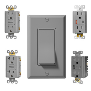 MVAVA 미국 UL & CUL 1/2/3/4 갱 그레이 스크류 없는 싱글 월플레이트 GFCI WR/TR 플러그 20W USB A + C 콘센트 벽 스위치 및 소켓 - Product Image 1