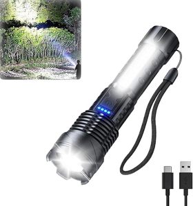 Potente 1000 lúmenes rojo azul luces intermitentes luz blanca <span class=keywords><strong>Linterna</strong></span> de mano de largo alcance potente Zoom enfoque <span class=keywords><strong>linterna</strong></span> recargable - Product Image 3