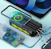 Vente en gros d'usine Banque d'alimentation 20000mAh Étanche Banque d'alimentation solaire pour iPhone Samsung Xiaomi Charge rapide Batterie externe