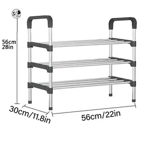 Rak Penyimpanan Stainless Steel Kabinet Sepatu Multi-Layer Rak Sepatu Sederhana Organizer Produsen Grosir