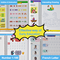 Cahier de Pratique Magique Français Réutilisable, Cahier d'Écriture Sillonné pour Apprendre à Écrire Nombres et Lettres pour Enfants de 3 à 8 Ans