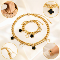 Parure de bijoux vintage en alliage plaqué or avec pendentif fleur, bracelet à chaîne réglable et collier pour femme, idéale pour mariage