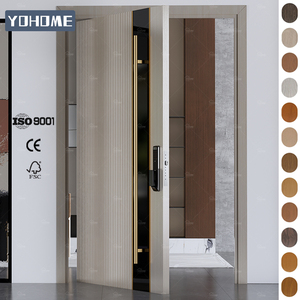 Grande porte pivotante contemporaine américaine Portes <span class=keywords><strong>d</strong></span>'<span class=keywords><strong>entrée</strong></span> principales en bois massif avec lecteur <span class=keywords><strong>d</strong></span>'empreintes digitales Portes <span class=keywords><strong>d</strong></span>'<span class=keywords><strong>entrée</strong></span> pour maisons - Product Image 2