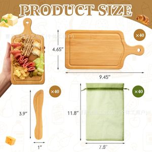 Mini tabla de quesos rectangular de madera de calidad alimentaria para servir en fiestas con asa - Product Image 4