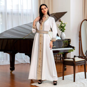 Vente en gros Ensemble 2 pièces caftans marocains blancs Abaya de luxe pour femmes Dubai <span class=keywords><strong>Djellaba</strong></span> - Product Image 6
