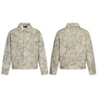 Veste en jean à imprimé léopard sur mesure 11KN, veste de camionneur à imprimé animal, veste surdimensionnée rétro streetwear, vente en gros de léopard