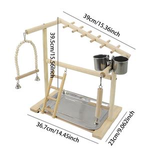 Jouets pour oiseaux, jouets écologiques de luxe pour perruches, calopsittes, jouets pour oiseaux, aire de jeux pour oiseaux, parc pour oiseaux, perchoir en bois pour perroquets, mangeoire, coupelles - Product Image 3