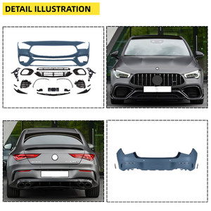 Kit de Carrocería para Mercedes-Benz CLA W118 2019-2024, Actualización a <span class=keywords><strong>AMG45</strong></span>, Parachoques Delantero, Faldones Laterales, Parachoques Trasero, Tubo de Escape - Product Image 4