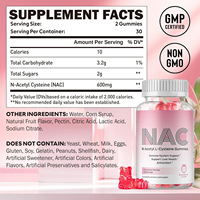 NAC N-acétyl-L-cystéine Antioxydant Bonbons gélifiés naturels pour les soins de la peau et le soutien immunitaire des adultes Sans sucre 60 gélifiés